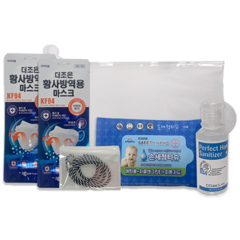 [방역키트]더조은 황사방역용 마스크(KF94)+끌림글램 퍼펙트 손 소독겔(60ml)+손 세정티슈10매+ 마스크 스트랩+지퍼백